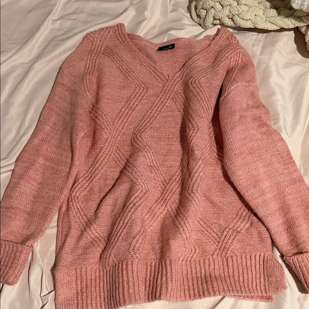 a.n.a Women's V-Neck Sweater in Soft Pink
